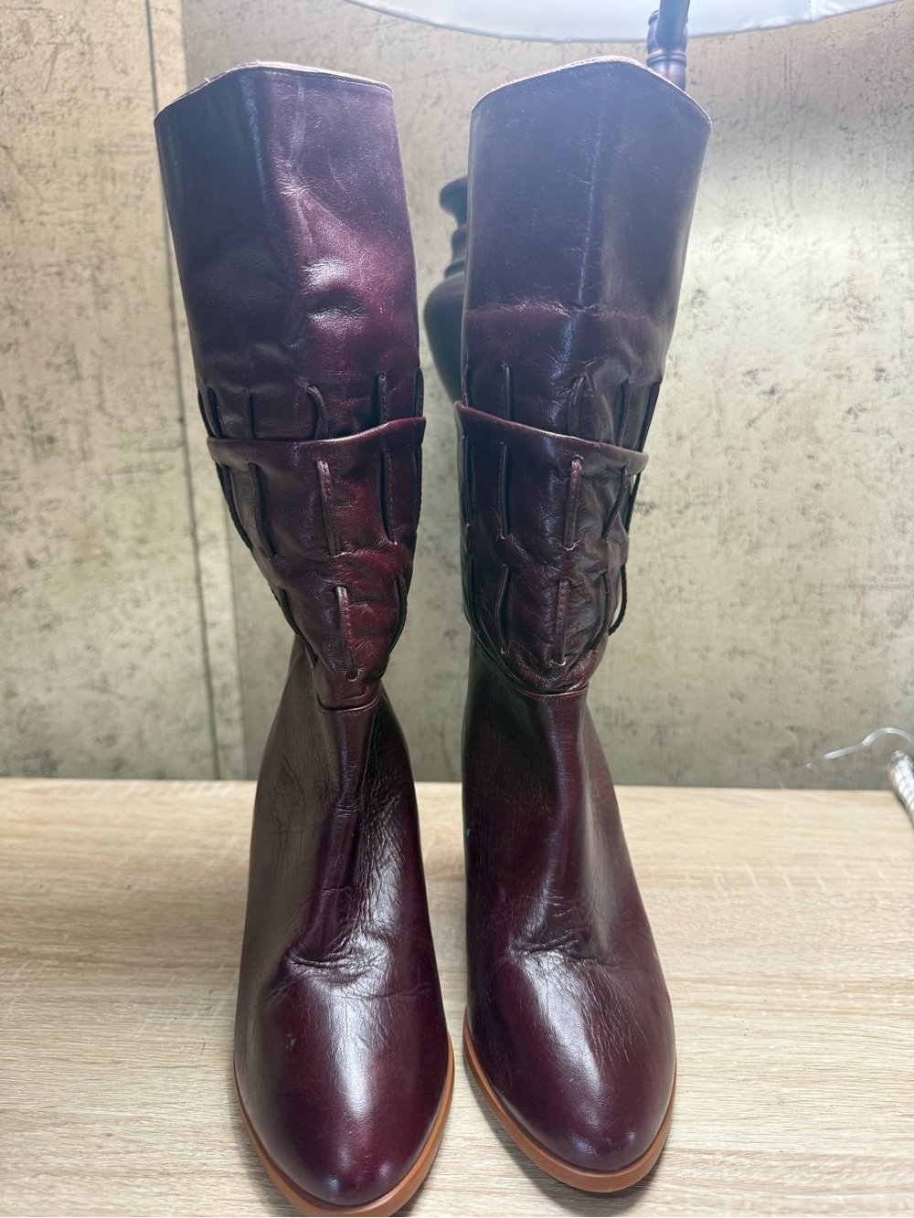Vintage dingo Burgundy Tall Leather Heeled Cowgirl Boots 5.5